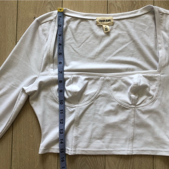 NWT Open Edit Bustier Square Neck Long Sleeve Top Size M - Picture 9 of 9